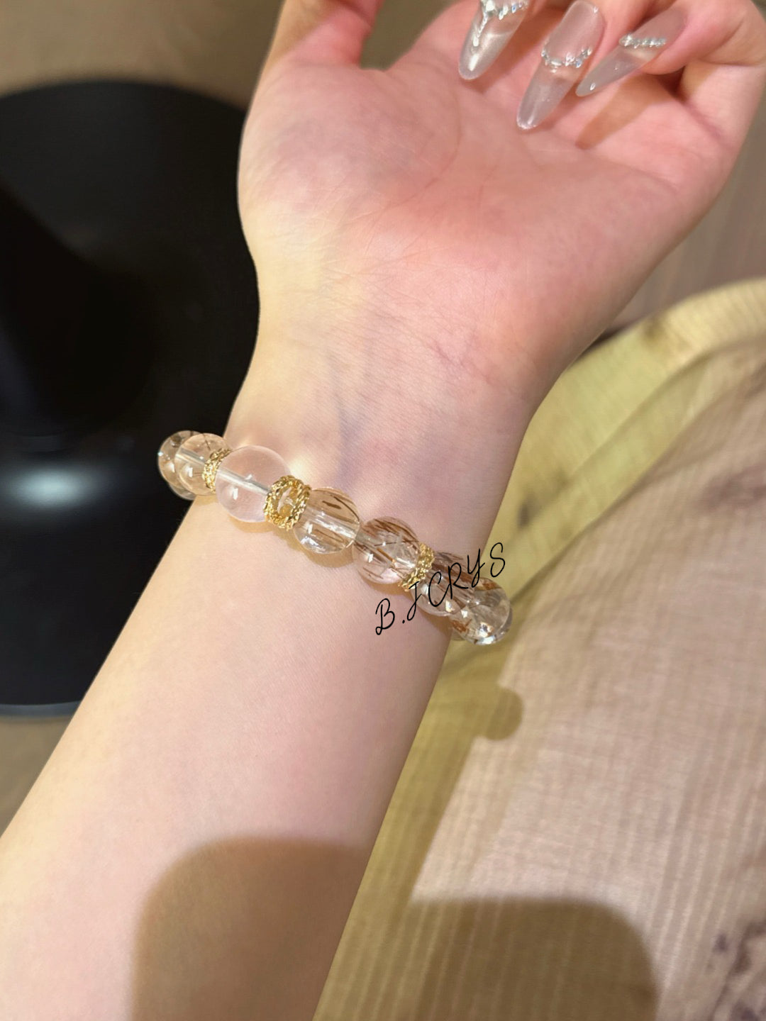 Black Gold Super Seven & Milky Quartz Bracelet