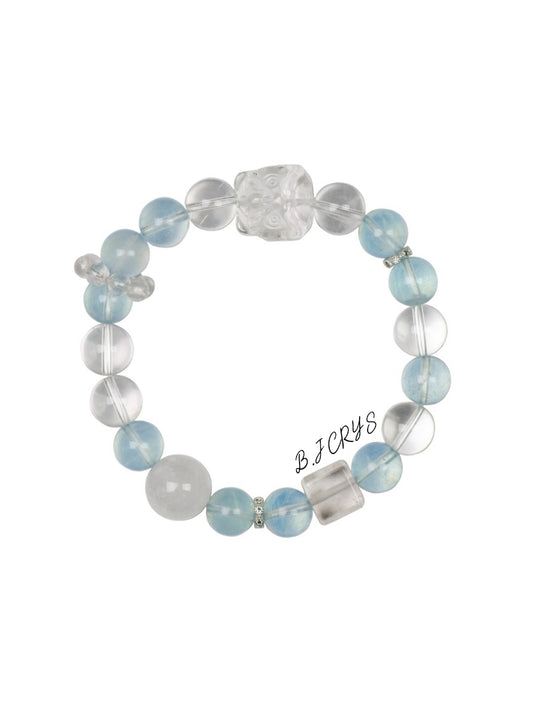 Aquamarine & White Phantom Lion Bracelet