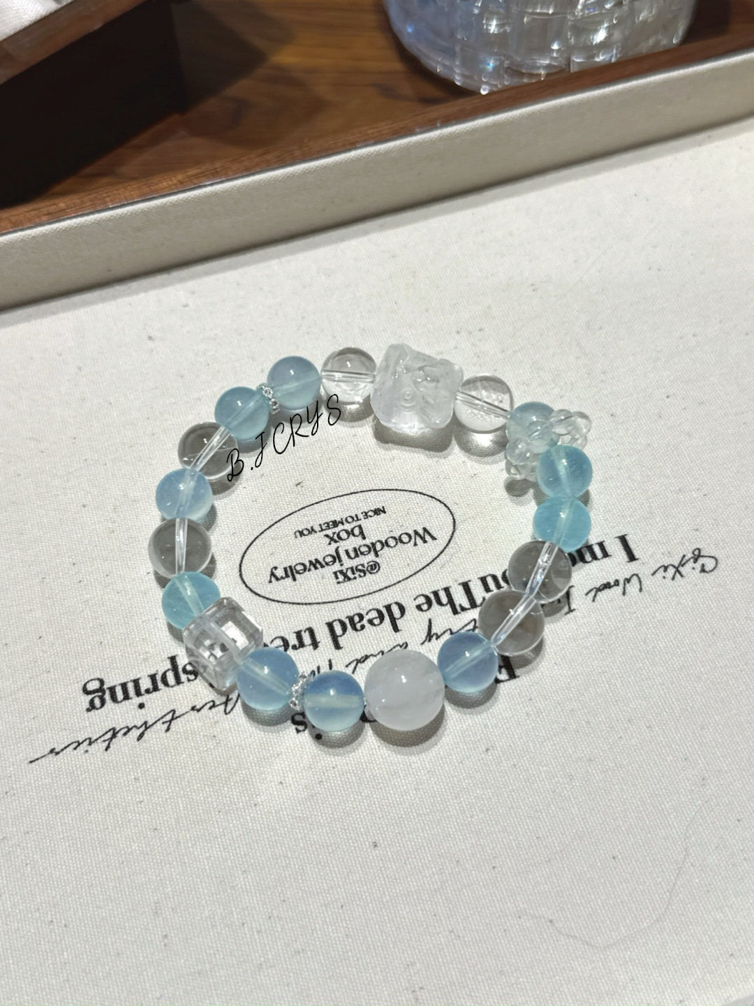 Aquamarine & White Phantom Lion Bracelet