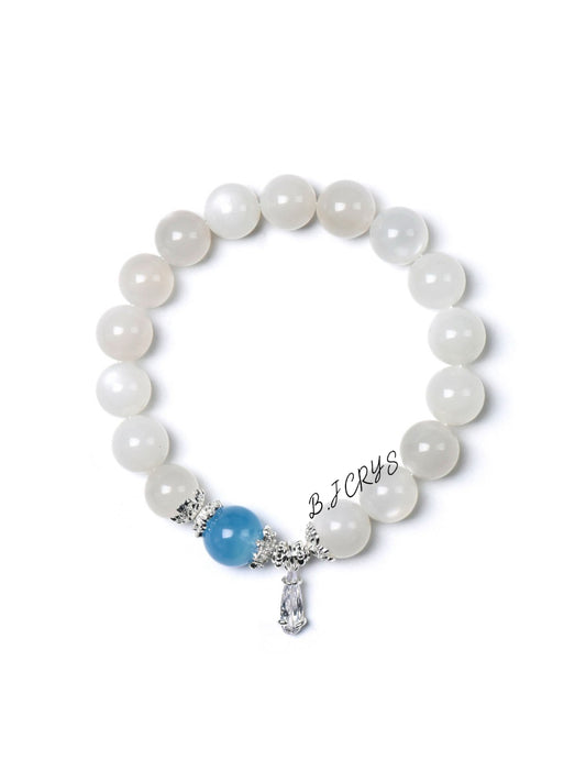 White Moonstone & Aquamarine Bracelet