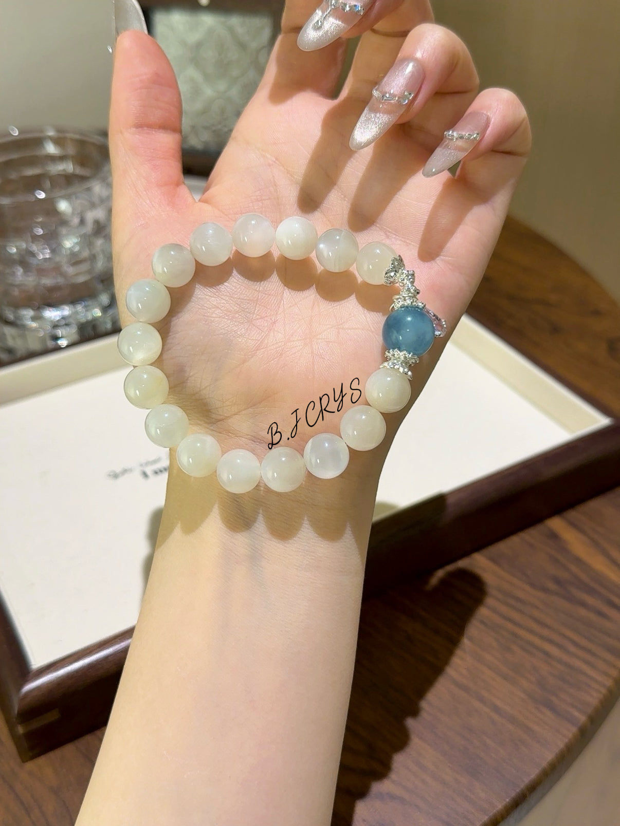 White Moonstone & Aquamarine Bracelet