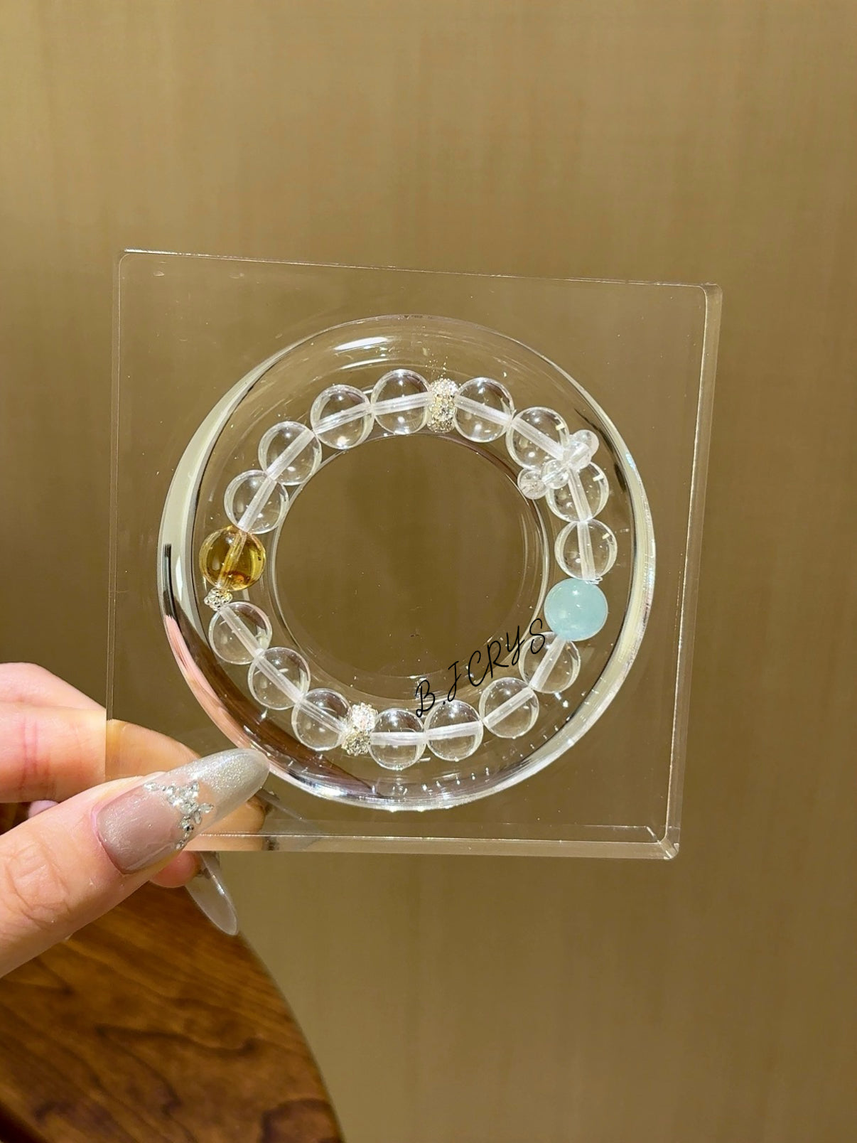 Clear Quartz, Aquamarine & Yellow Phantom Quartz Bracelet