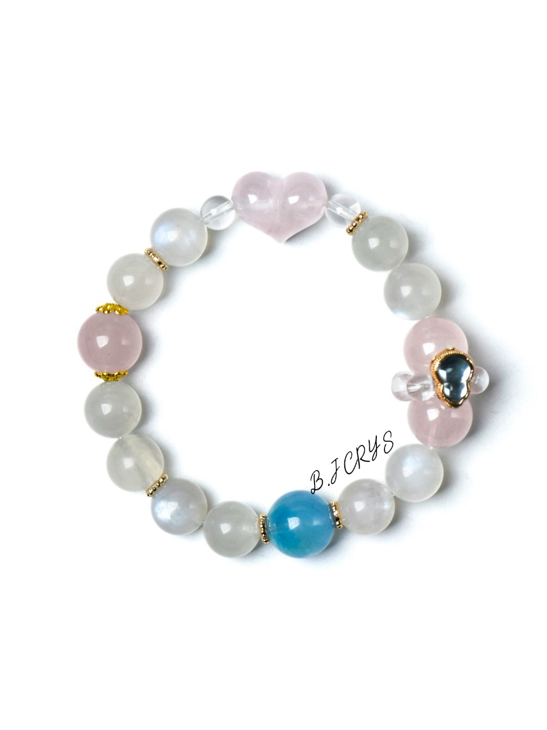 Blue Moonstone, Aquamarine & Rose Quartz Bracelet