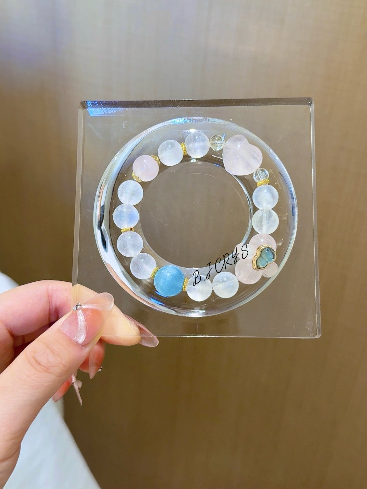 Blue Moonstone, Aquamarine & Rose Quartz Bracelet