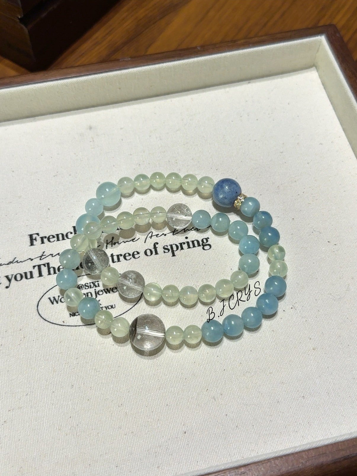 Prehnite, Aquamarine & Green Phantom Quartz Bracelet