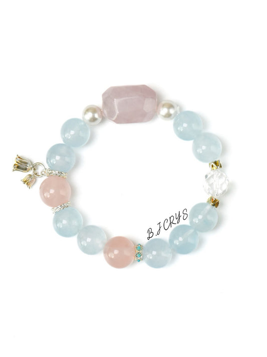 Blue Chalcedony & Rose Quartz Bracelet
