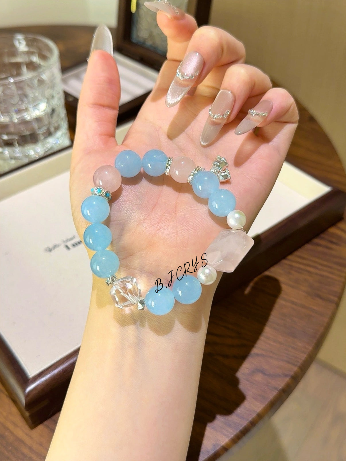 Blue Chalcedony & Rose Quartz Bracelet