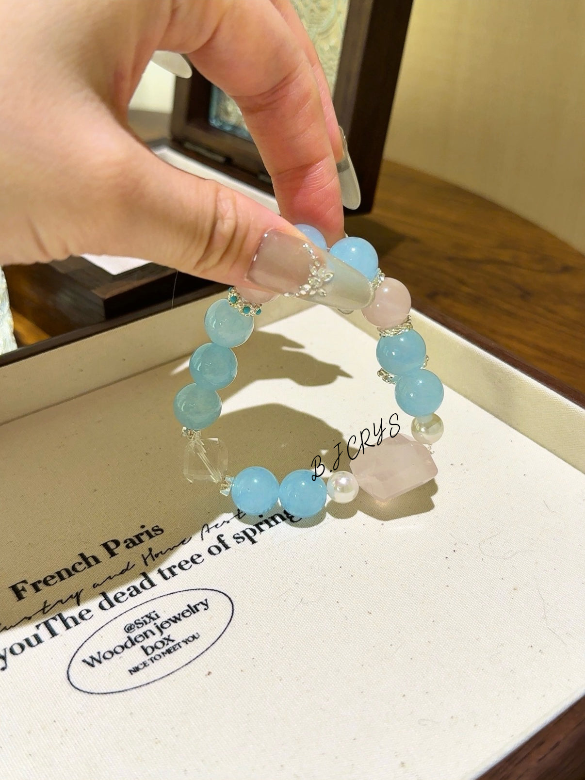 Blue Chalcedony & Rose Quartz Bracelet