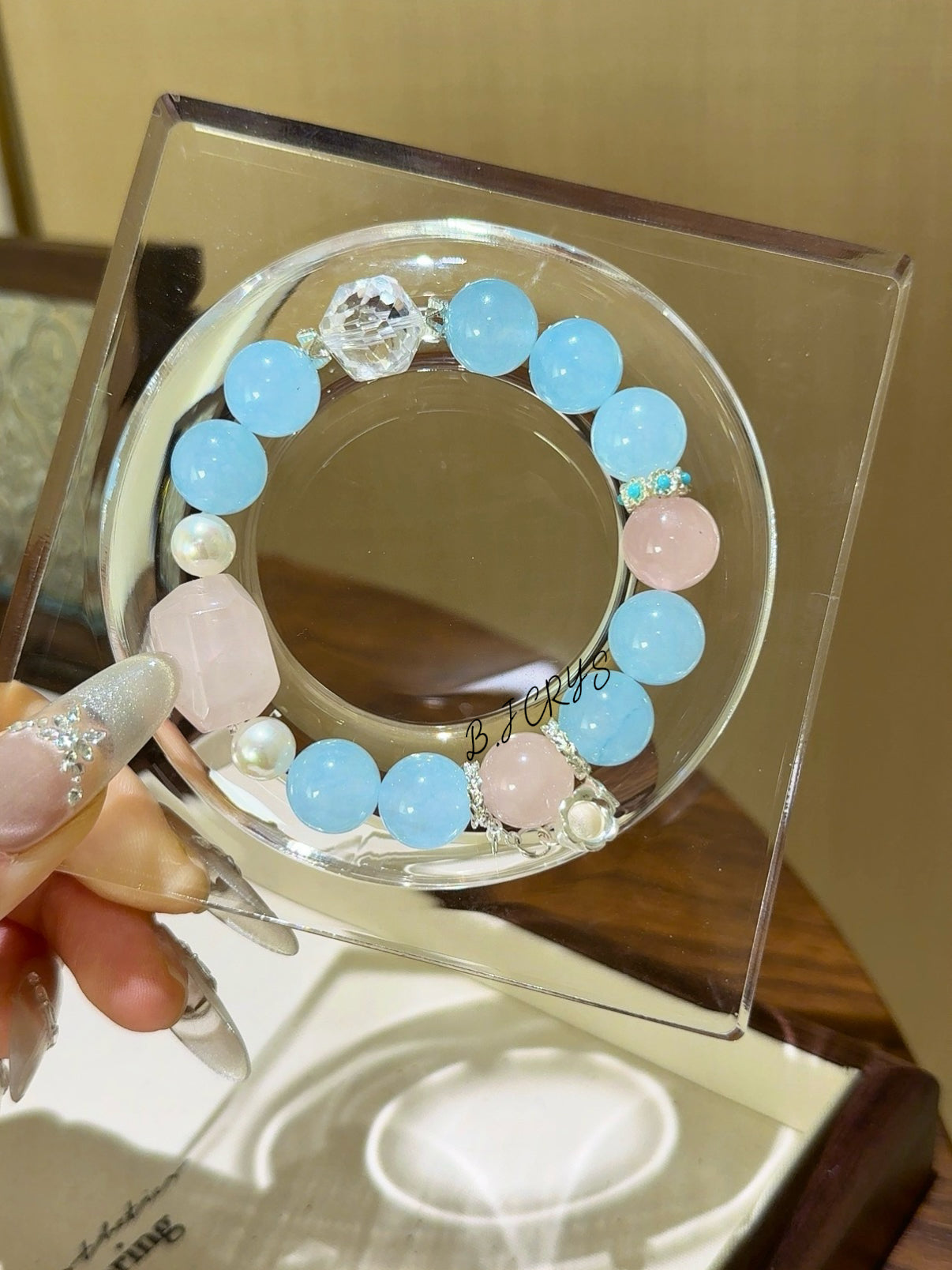 Blue Chalcedony & Rose Quartz Bracelet