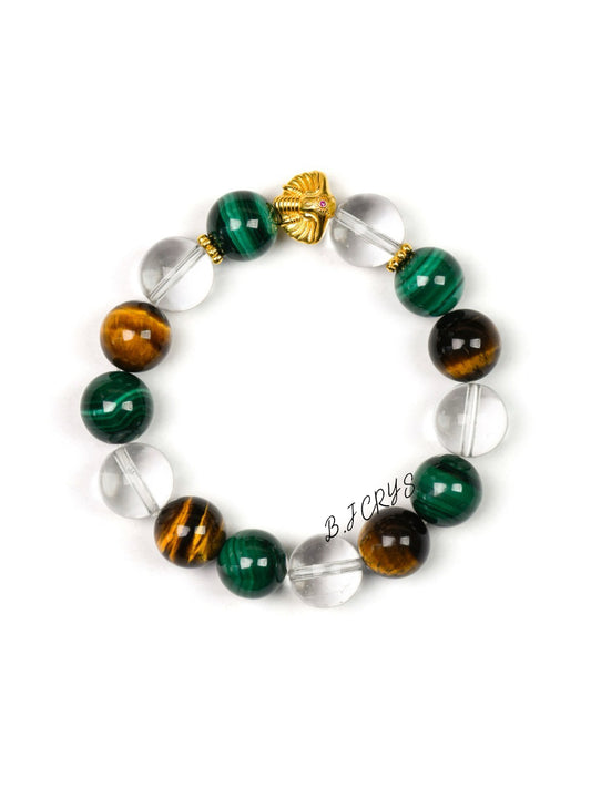 Malachite, Tiger Eye & Ganesha Bracelet