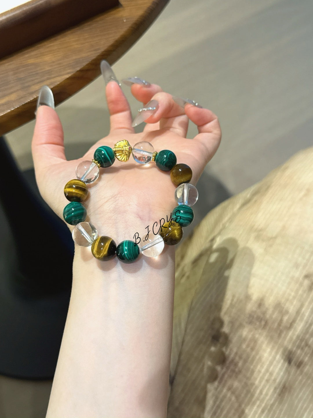 Malachite, Tiger Eye & Ganesha Bracelet