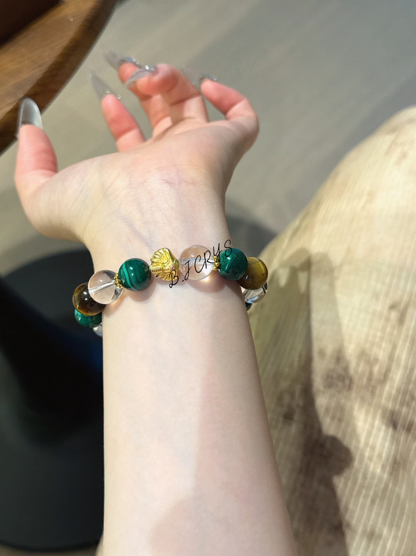 Malachite, Tiger Eye & Ganesha Bracelet