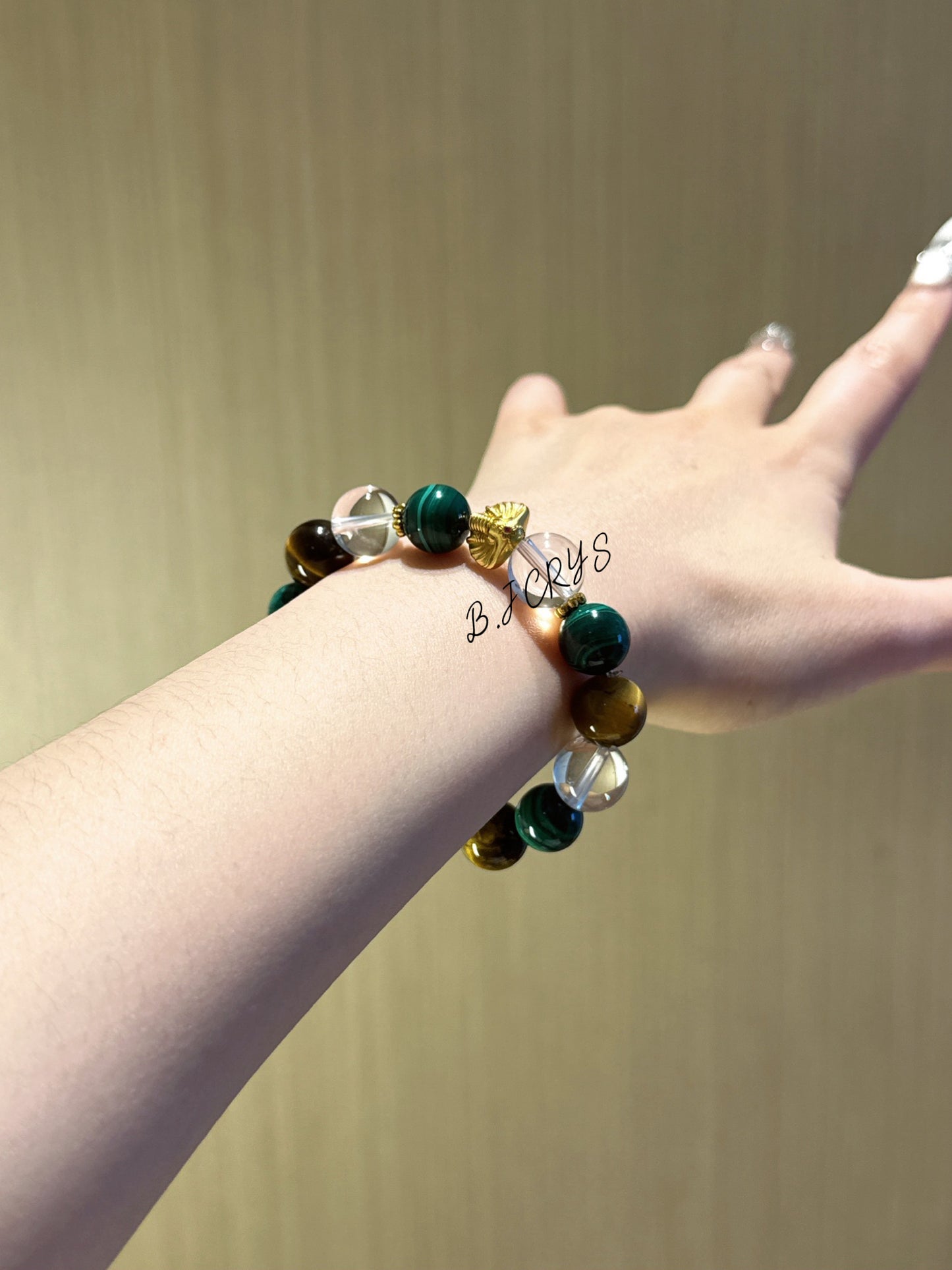 Malachite, Tiger Eye & Ganesha Bracelet