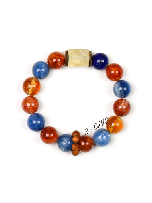 Blue Crystal & Yellow Phantom Quartz Bracelet