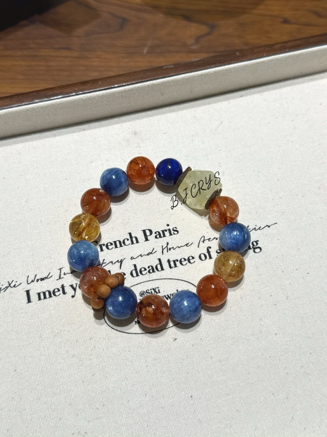 Blue Crystal & Yellow Phantom Quartz Bracelet