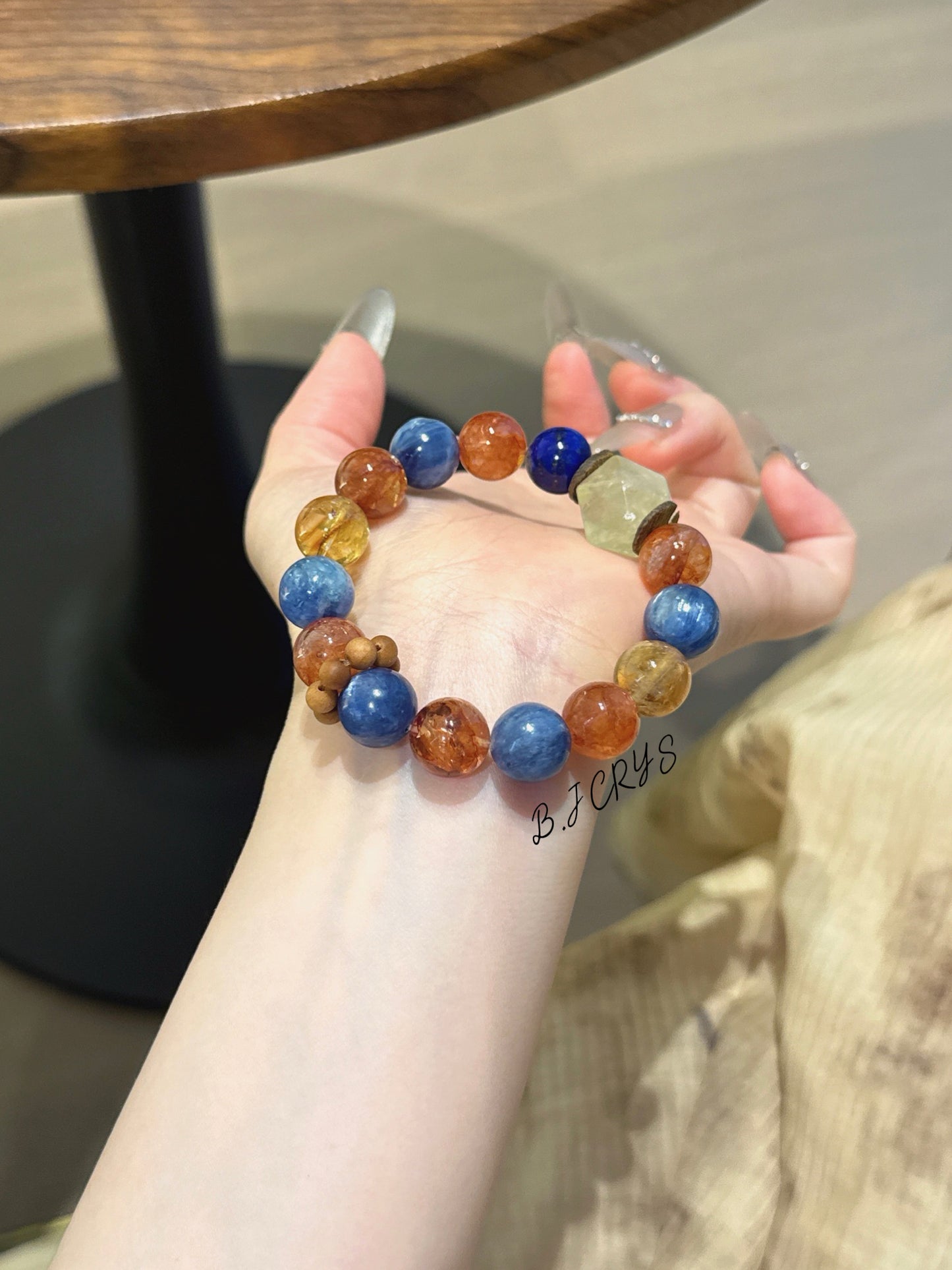 Blue Crystal & Yellow Phantom Quartz Bracelet