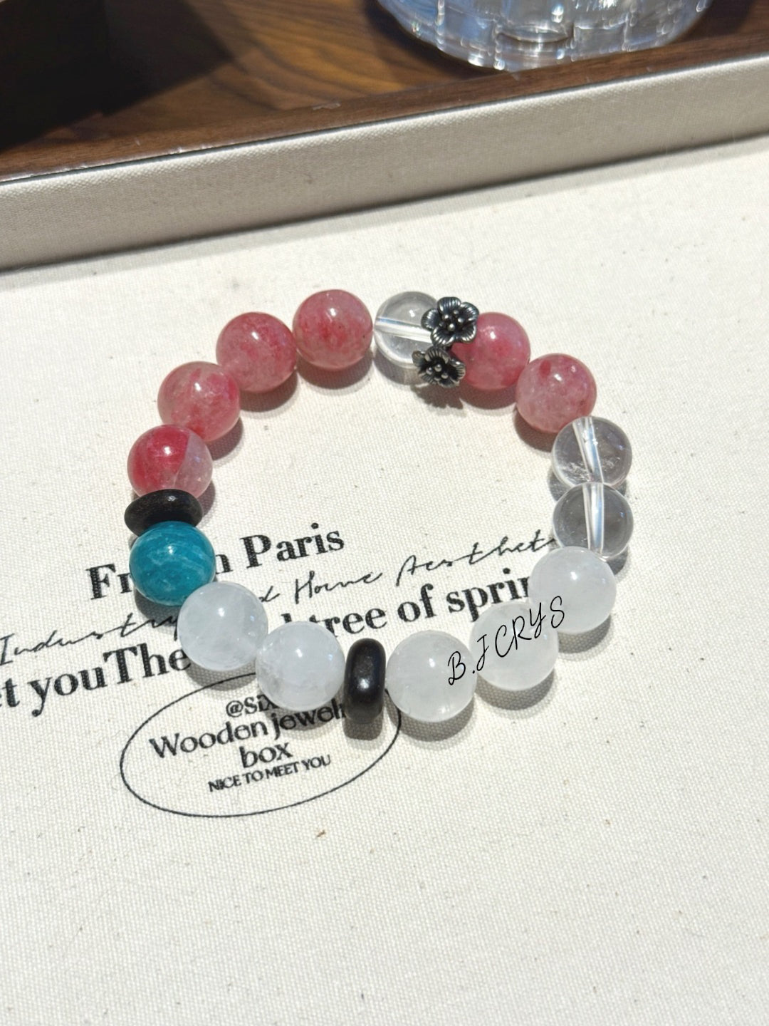 Rose Stone, Clear Quartz & White Phantom Bracelet