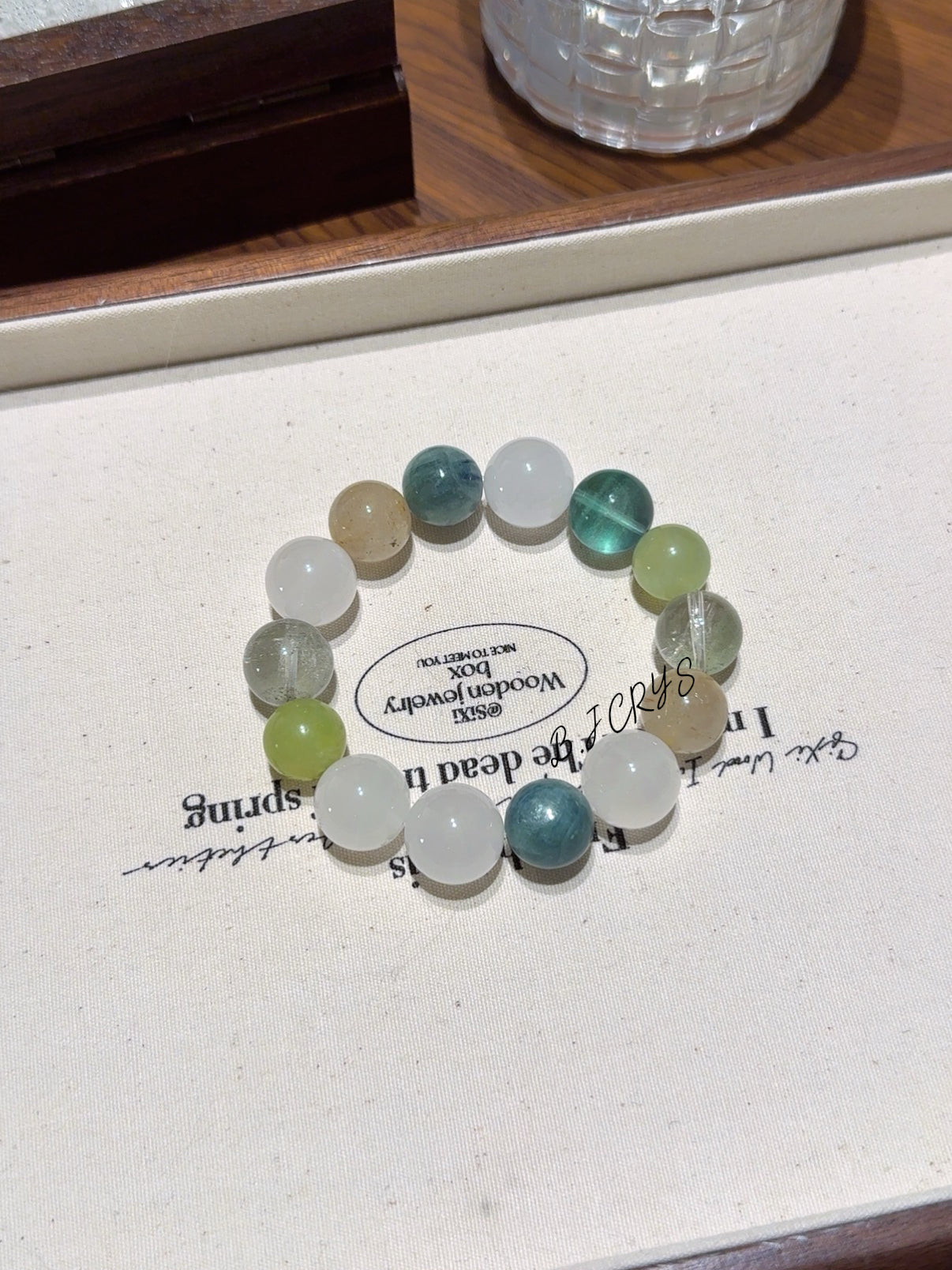 Milky Quartz, Rutilated Quartz & Green Fluorite Bracelet