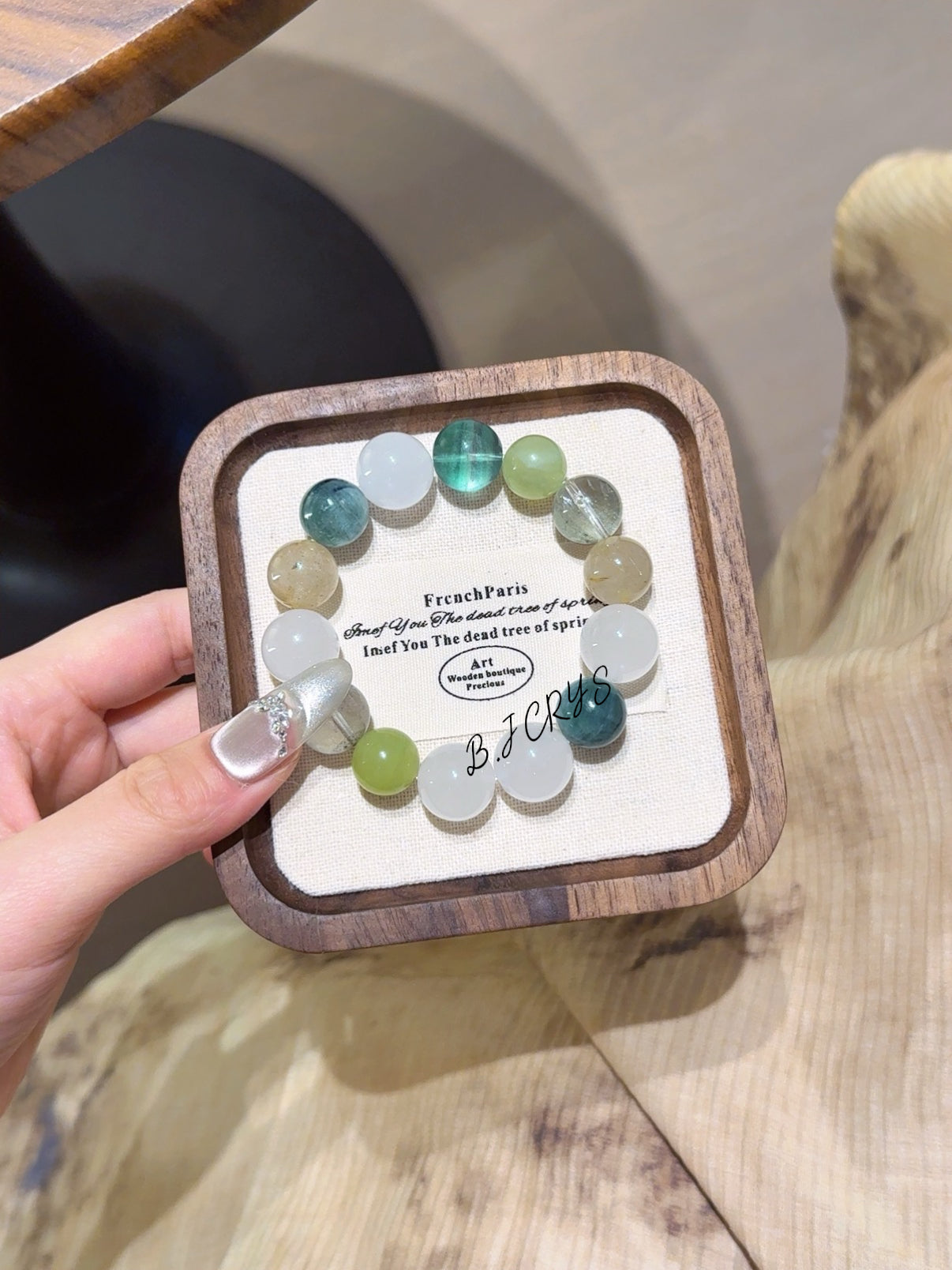 Milky Quartz, Rutilated Quartz & Green Fluorite Bracelet