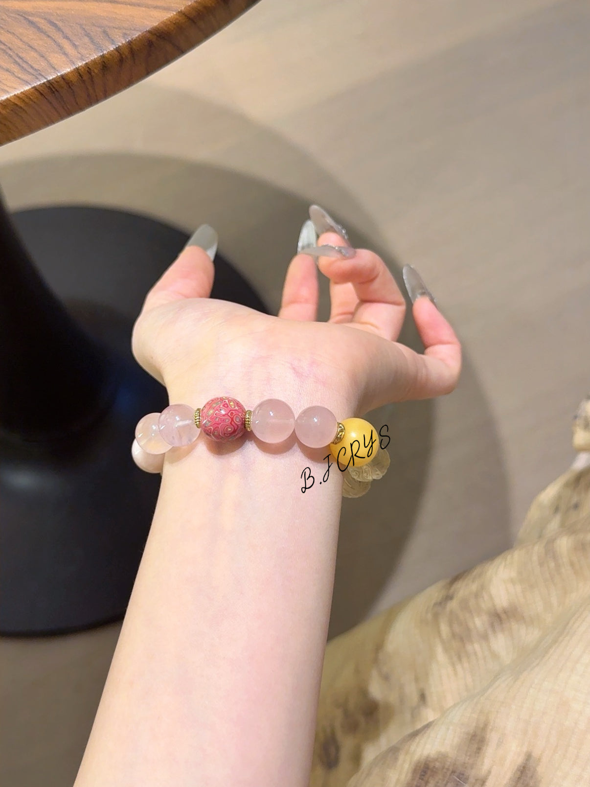 Rose Quartz & Yellow Fluorite Fox Bracelet