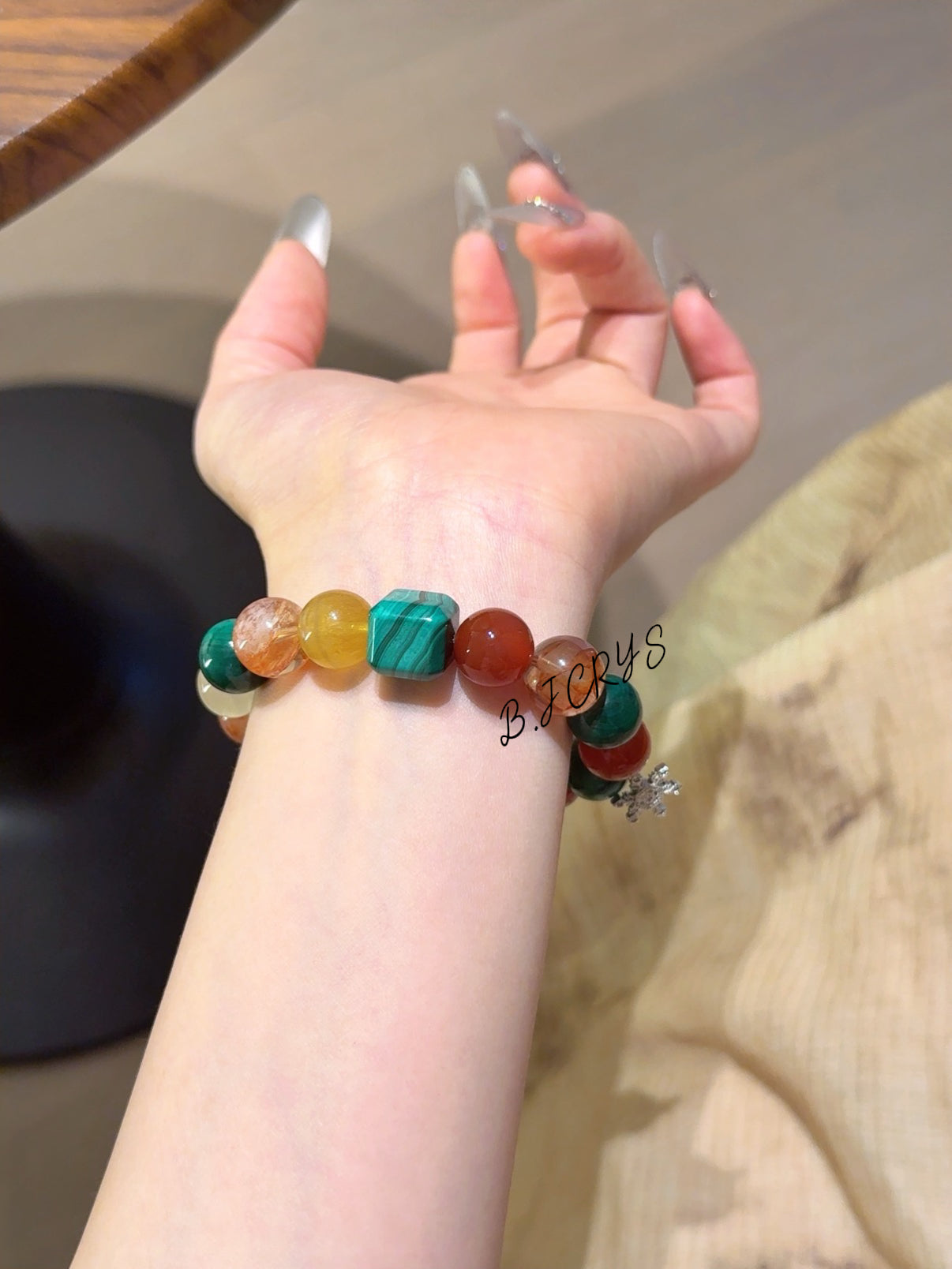 Malachite & Flower Quartz Bracelet