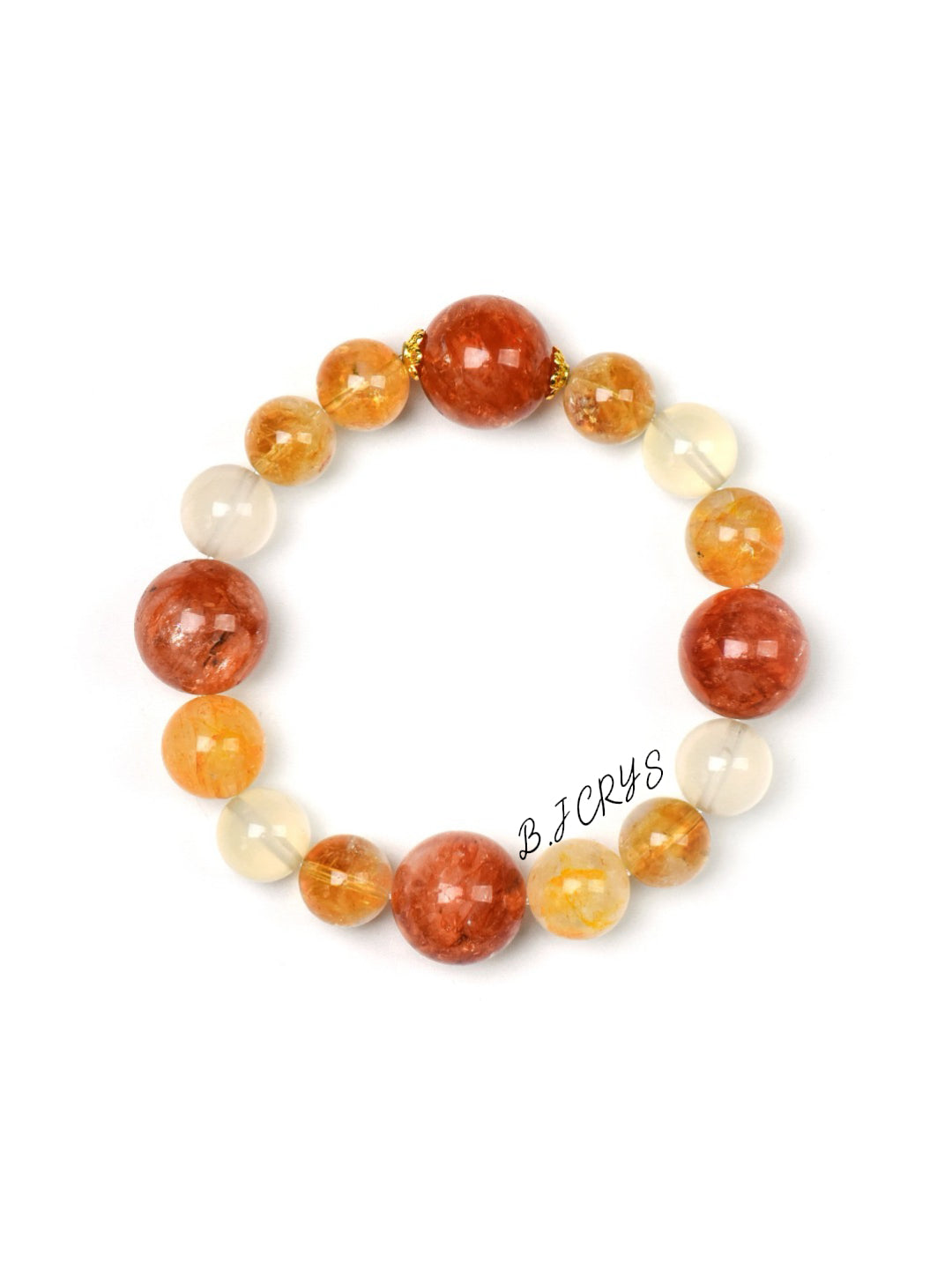 Flower Quartz & Yellow Phantom Quartz Bracelet
