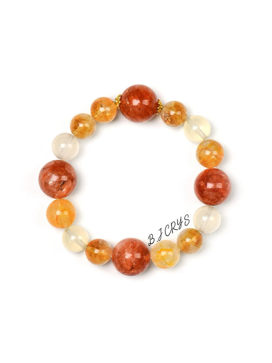 Flower Quartz & Yellow Phantom Quartz Bracelet