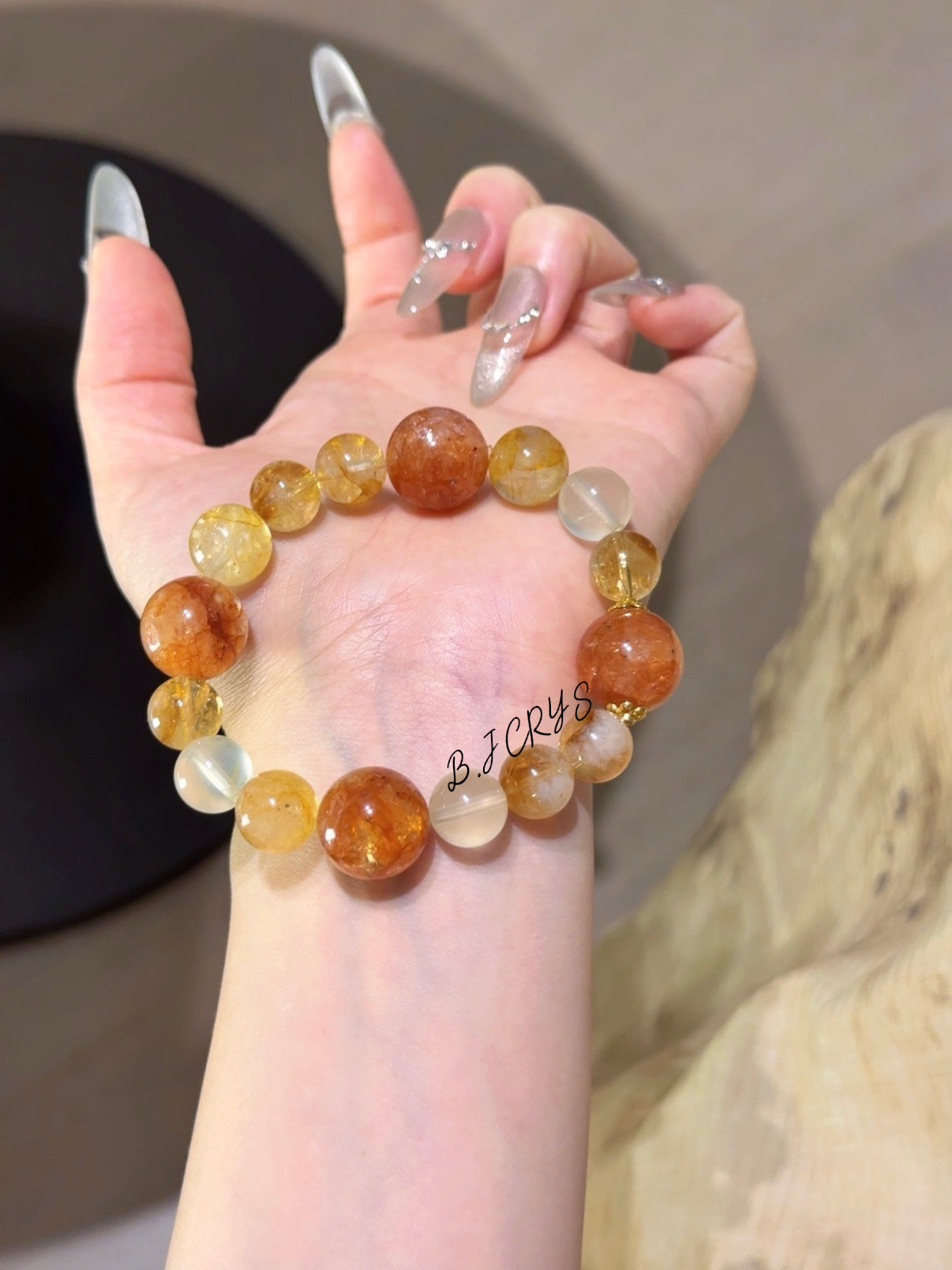 Flower Quartz & Yellow Phantom Quartz Bracelet