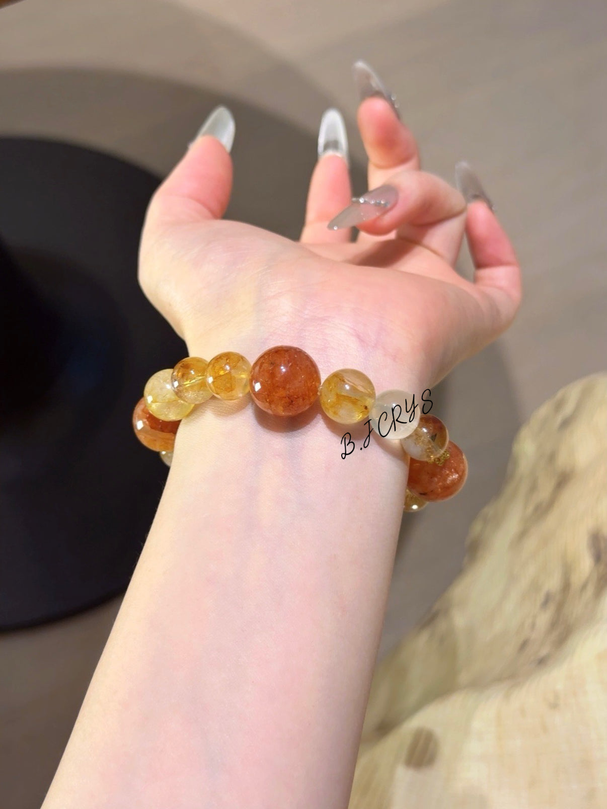 Flower Quartz & Yellow Phantom Quartz Bracelet