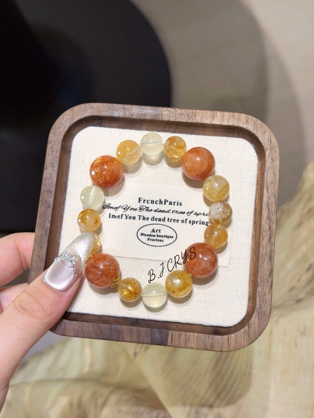 Flower Quartz & Yellow Phantom Quartz Bracelet