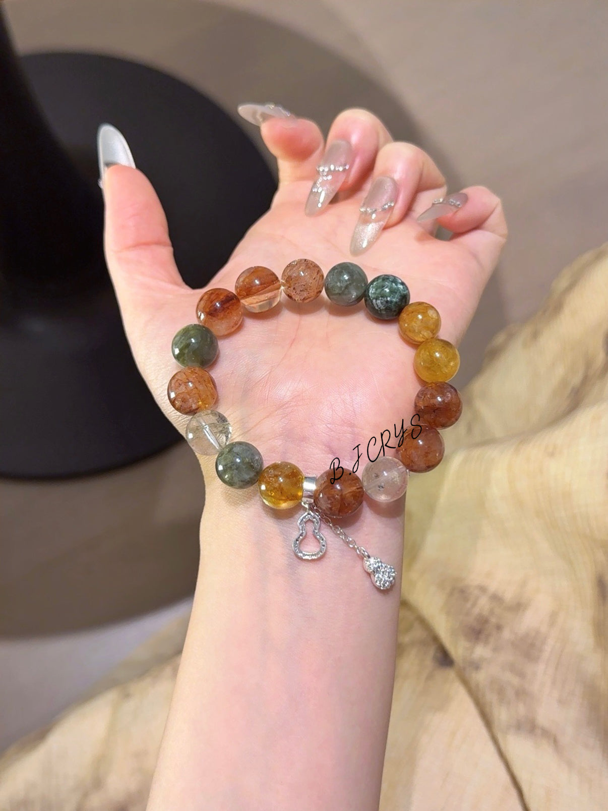 Flower Quartz & Green Phantom Bracelet
