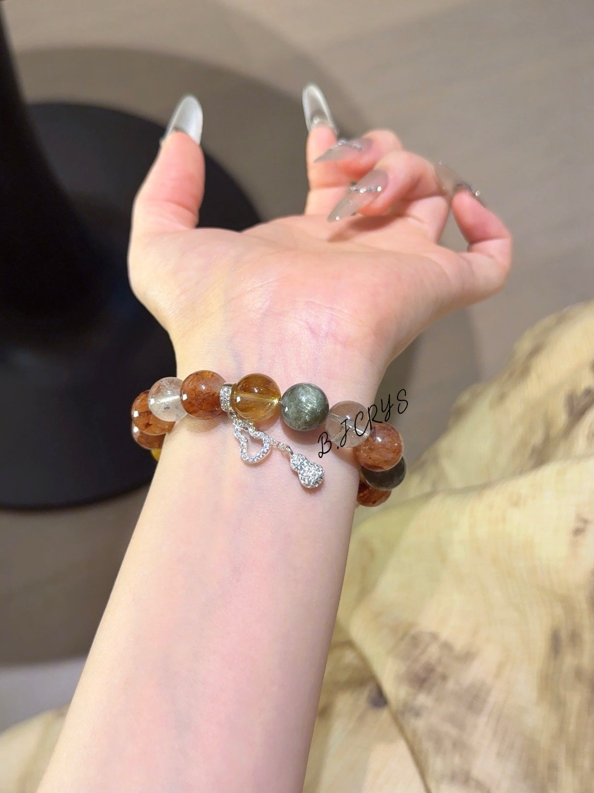 Flower Quartz & Green Phantom Bracelet