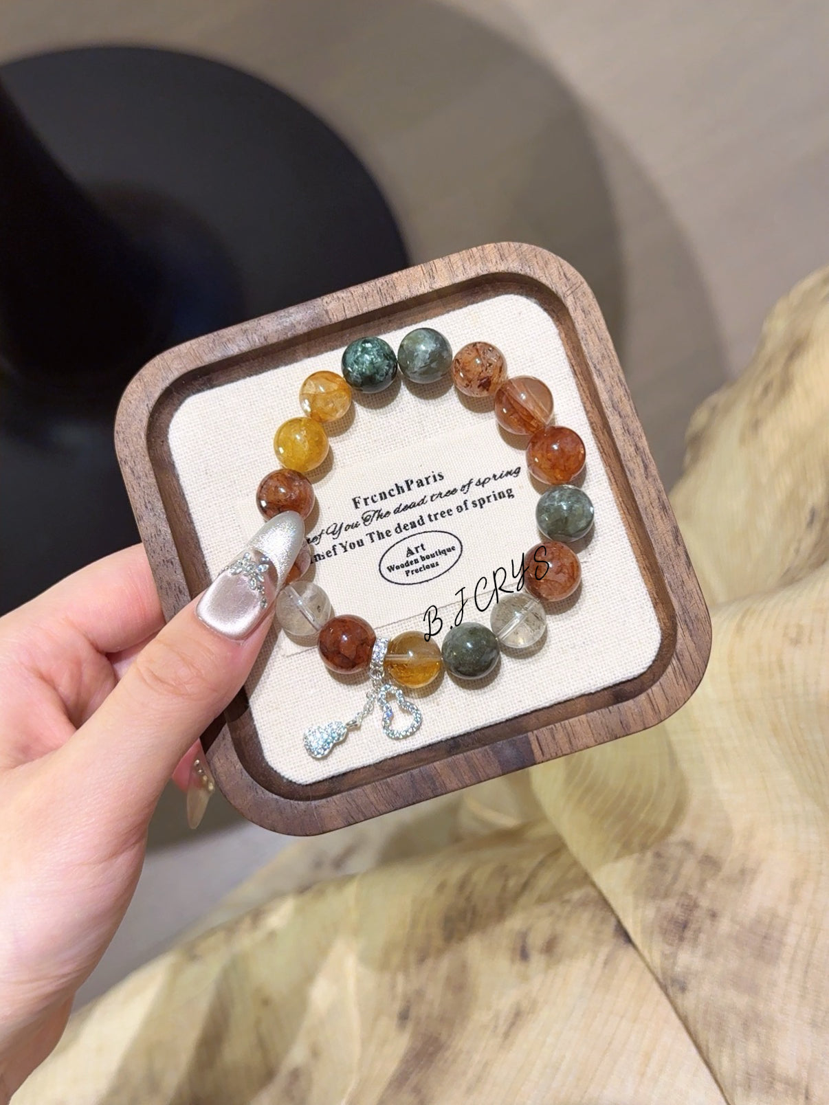 Flower Quartz & Green Phantom Bracelet