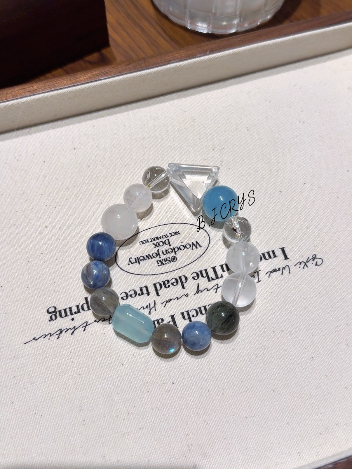 White Phantom Quartz & Aquamarine Bracelet