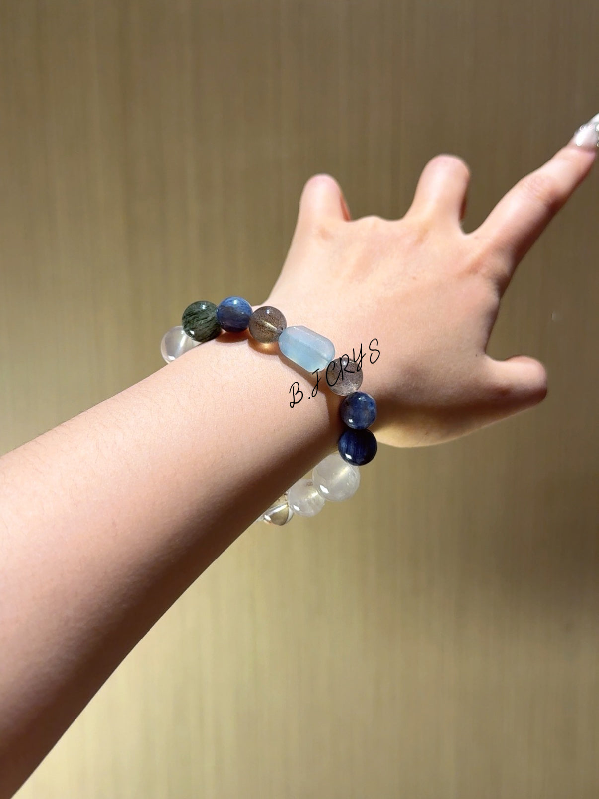 White Phantom Quartz & Aquamarine Bracelet