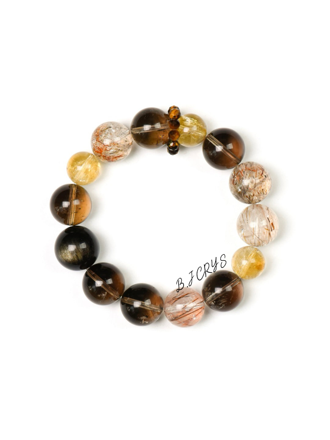 Smoky Quartz & Yellow Phantom Quartz Bracelet