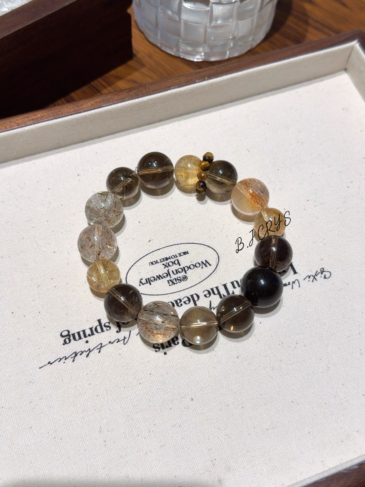 Smoky Quartz & Yellow Phantom Quartz Bracelet