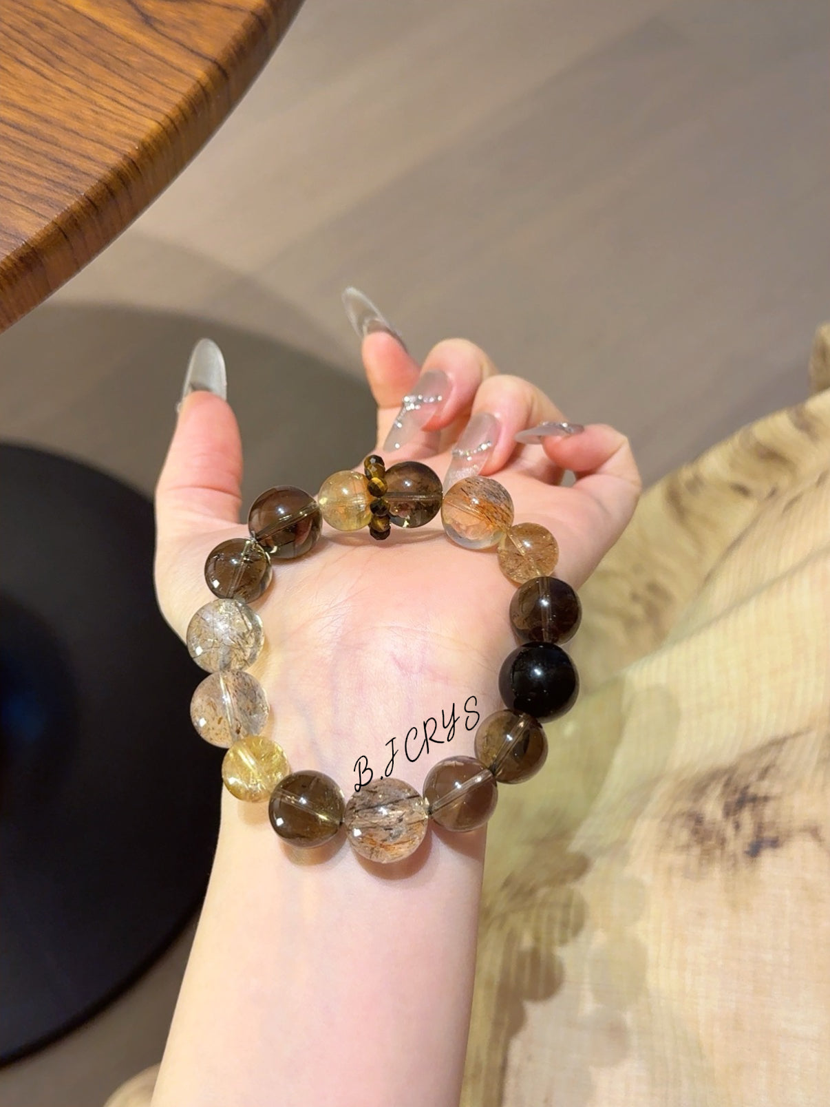Smoky Quartz & Yellow Phantom Quartz Bracelet