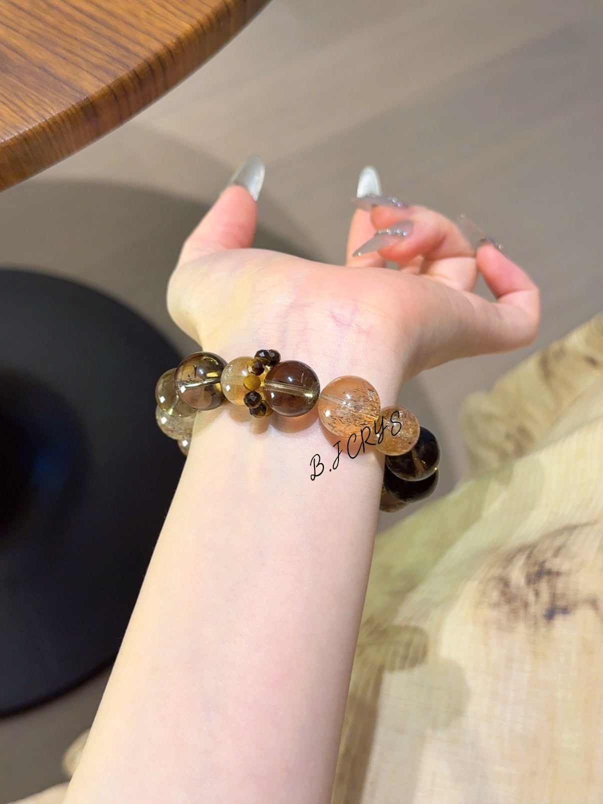 Smoky Quartz & Yellow Phantom Quartz Bracelet