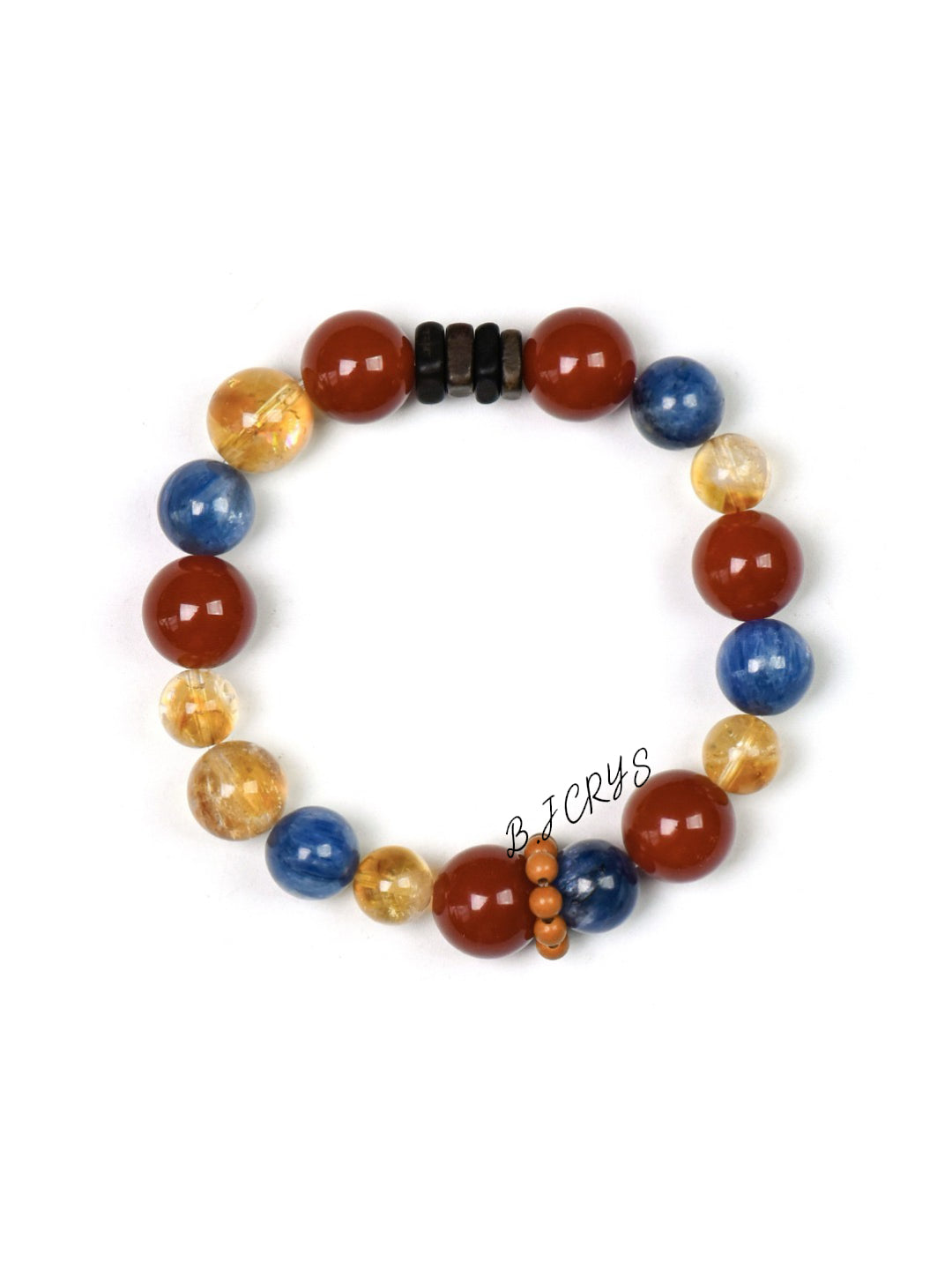Red Agate, Blue Crystal & Yellow Phantom Quartz Bracelet