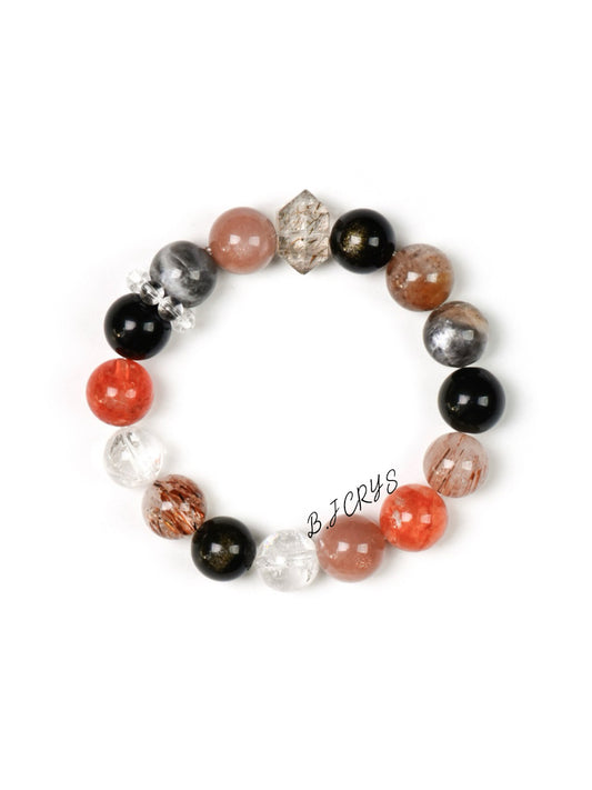 Red & Black Multi-Gem Bracelet