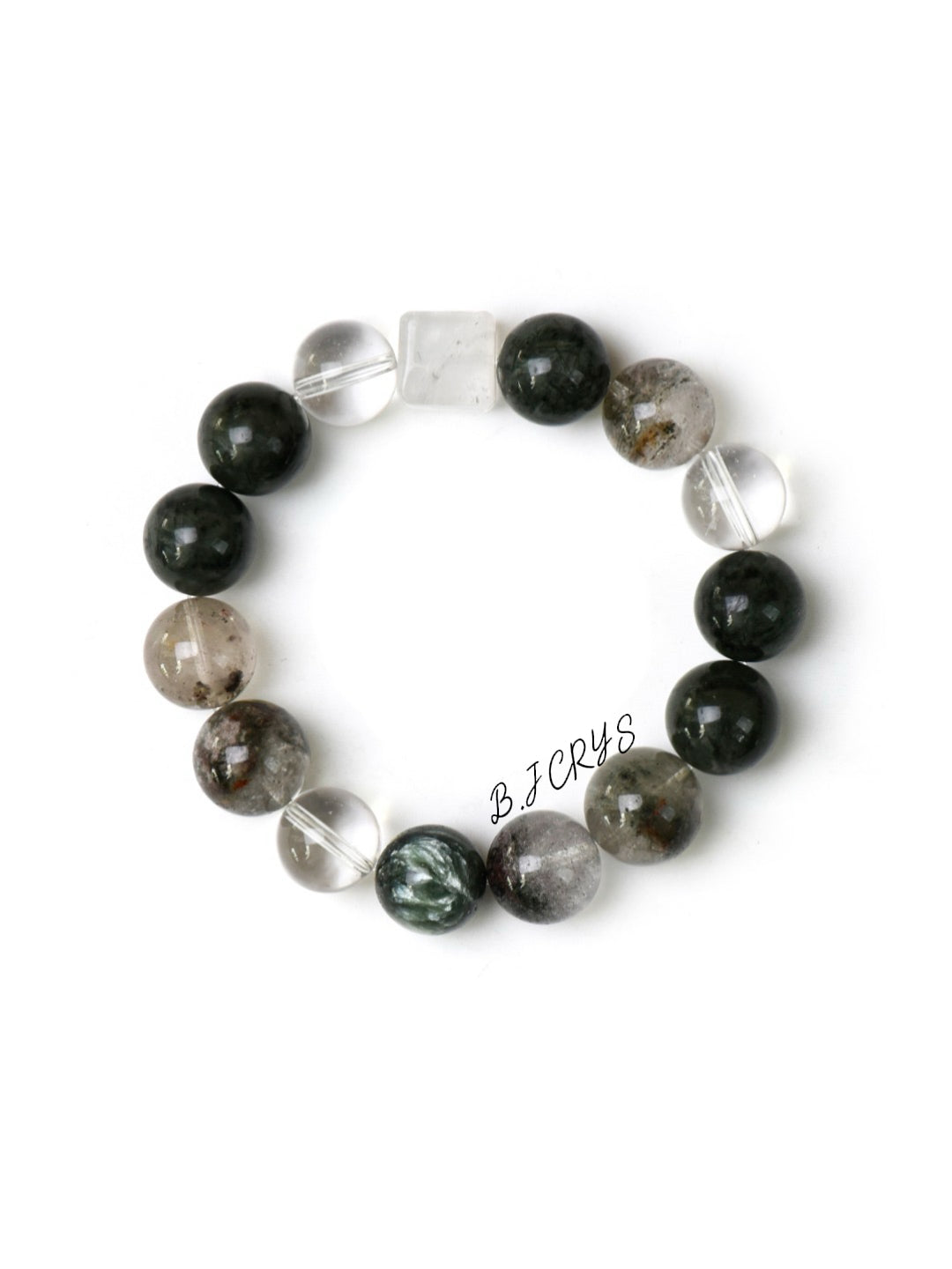 Green Dragon Stone & Green Rutilated Quartz Bracelet