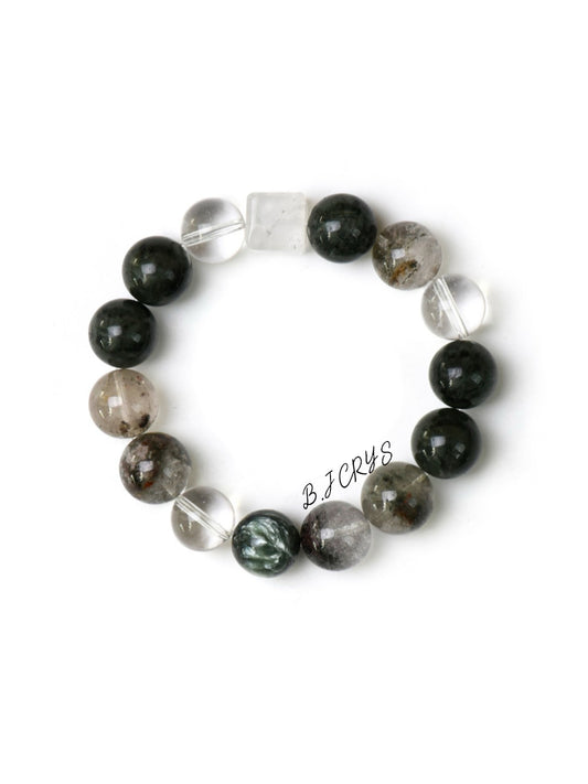 Green Dragon Stone & Green Rutilated Quartz Bracelet