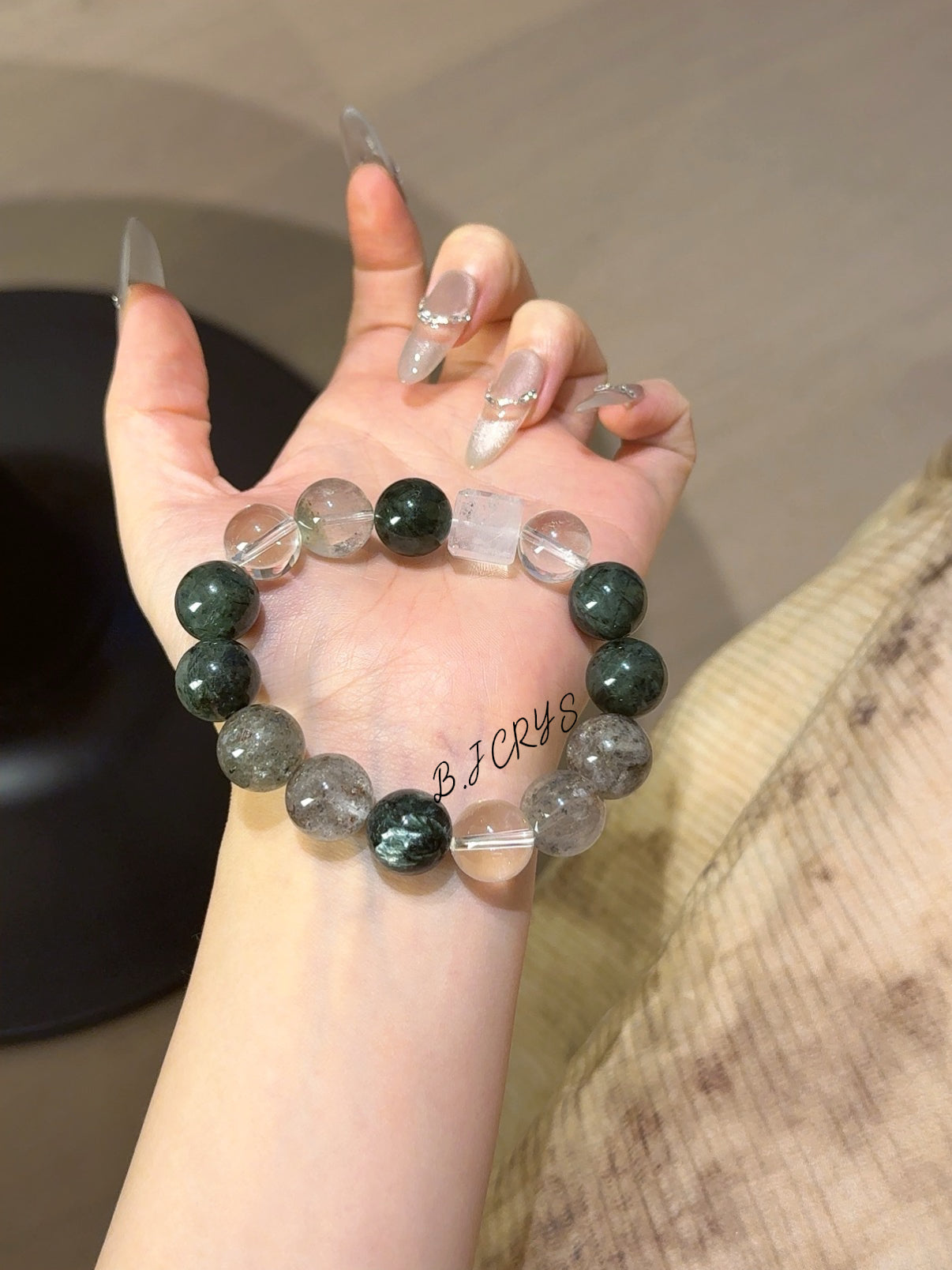 Green Dragon Stone & Green Rutilated Quartz Bracelet