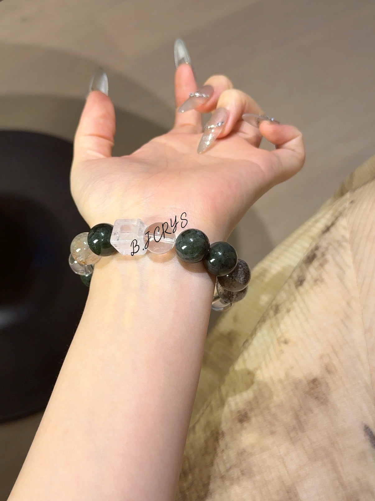 Green Dragon Stone & Green Rutilated Quartz Bracelet