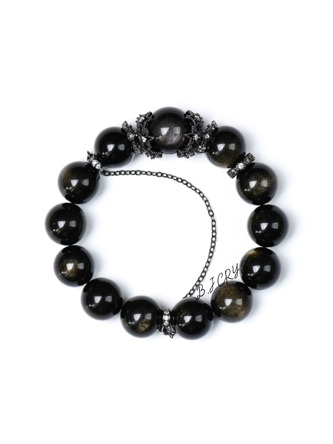 Gold Sheen Obsidian & Silver Sheen Obsidian Bracelet