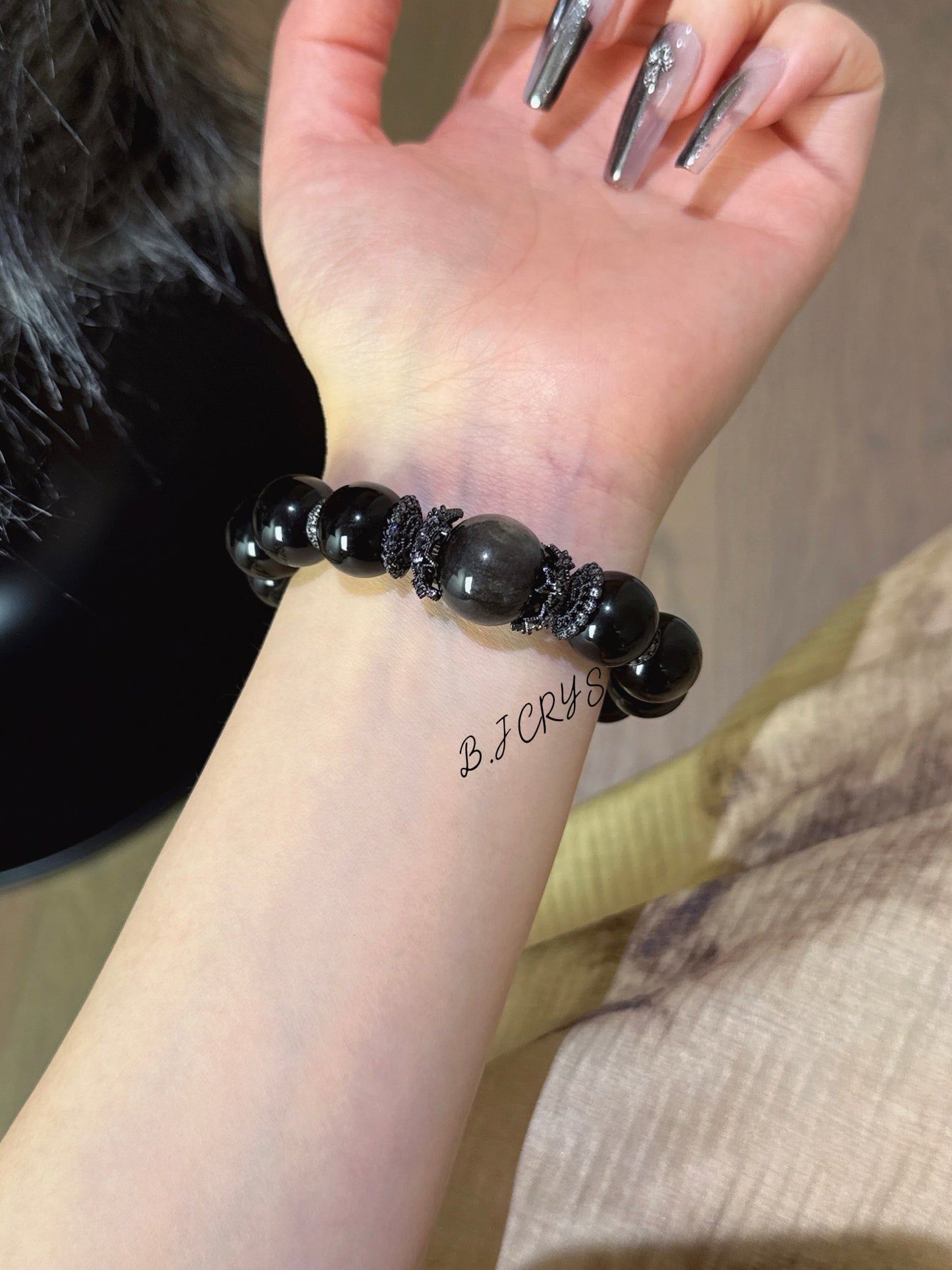 Gold Sheen Obsidian & Silver Sheen Obsidian Bracelet