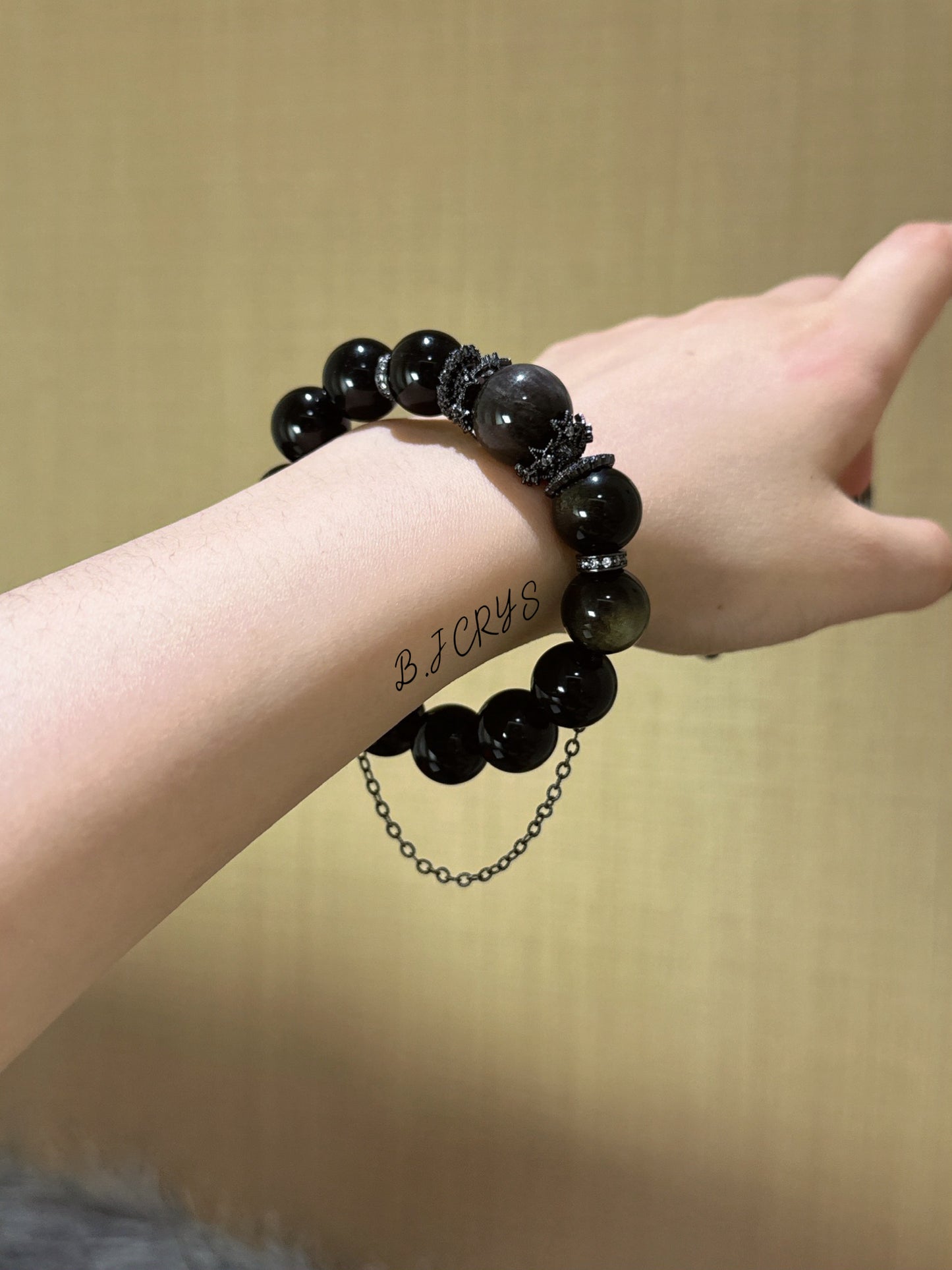Gold Sheen Obsidian & Silver Sheen Obsidian Bracelet
