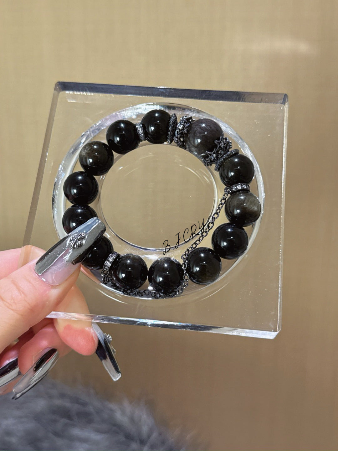 Gold Sheen Obsidian & Silver Sheen Obsidian Bracelet