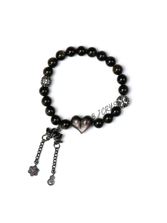 Gold Sheen Obsidian & Silver Sheen Obsidian Bracelet